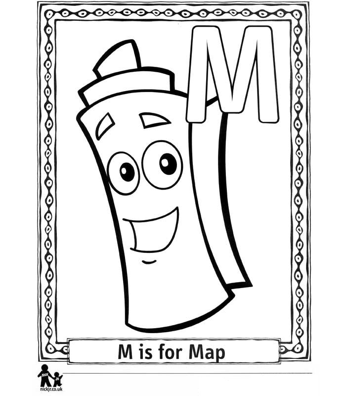 Print M Map = Landkaart kleurplaat